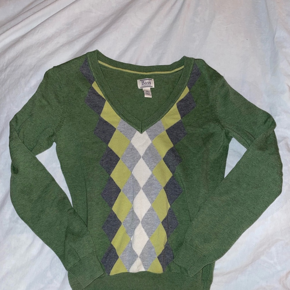 Green argyle sweater